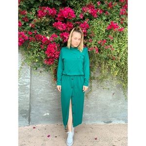 Vintage 80s Positive Attitude Teal Green Dress